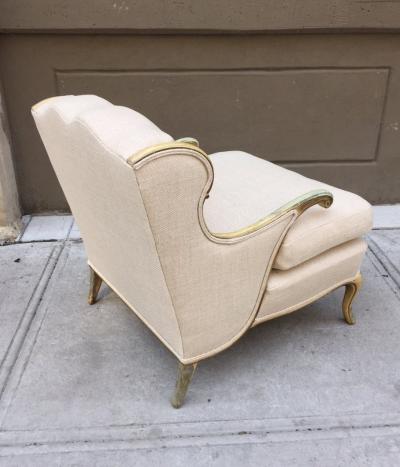 Pair of Gustavian Style Linen Lounge Chairs
