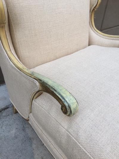 Pair of Gustavian Style Linen Lounge Chairs