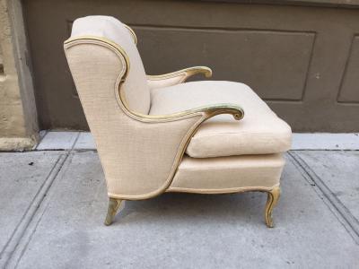 Pair of Gustavian Style Linen Lounge Chairs