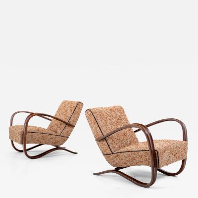 Pair of H 269 Lounge Chairs by Jind ich Halabala Czech Republic 1930s