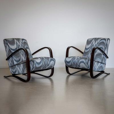 Pair of H 269 Lounge Chairs by Jind ich Halabala Czech Republic 1930s
