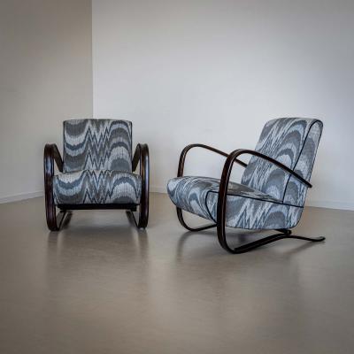 Pair of H 269 Lounge Chairs by Jind ich Halabala Czech Republic 1930s