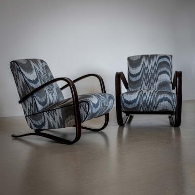 Pair of H 269 Lounge Chairs by Jind ich Halabala Czech Republic 1930s