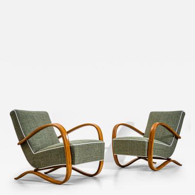 Pair of H 269 Lounge Chairs by Jind ich Halabala Czechia 1930s