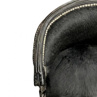 Pair of Hair On Cowhide Barrel Back Club Chairs