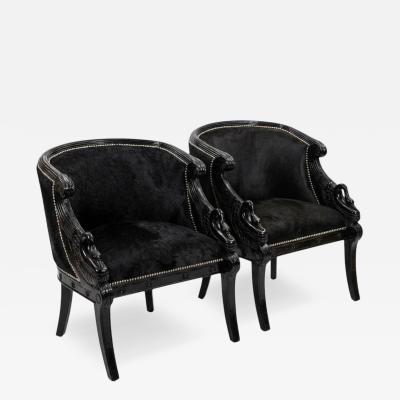 Pair of Hair On Cowhide Barrel Back Club Chairs