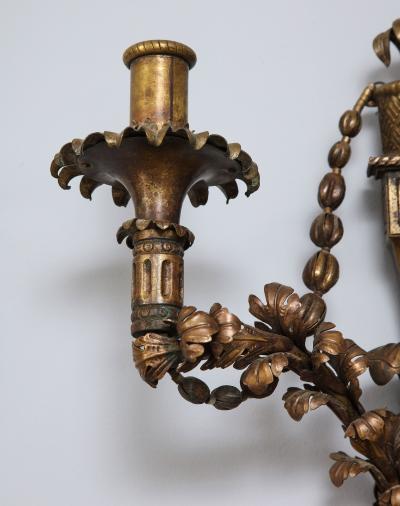 Pair of Hammered Brass Sconces