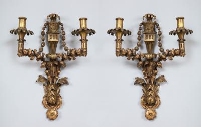 Pair of Hammered Brass Sconces