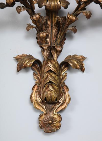 Pair of Hammered Brass Sconces