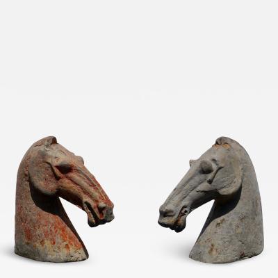 Pair of Han Dynasty Horse Heads 206BC 220AD Attributed