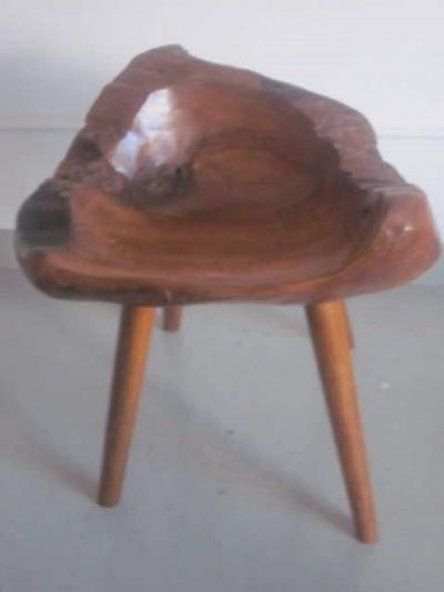 Pair of Hand Carved Mid Century Modern Craftsman Stools Slipper Chairs