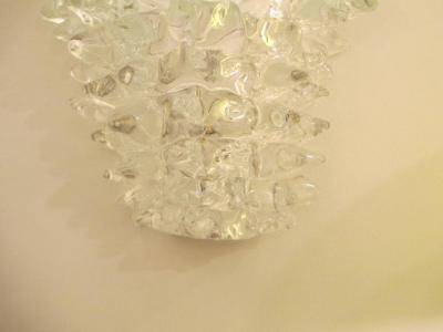 Pair of Hand Crafted Clear Murano Glass Sconces