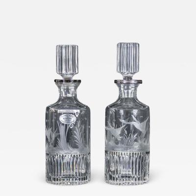 Pair of Hand Etched Crystal Decanters