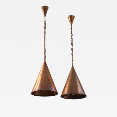 Pair of Hand Hammered Copper Ceiling Lamps