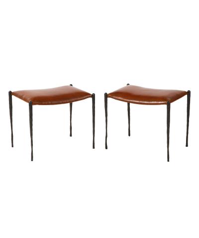 Pair of Hand Made Patinated Iron Benches