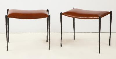 Pair of Hand Made Patinated Iron Benches