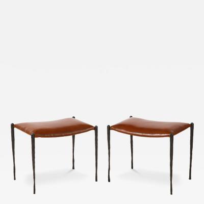 Pair of Hand Made Patinated Iron Benches