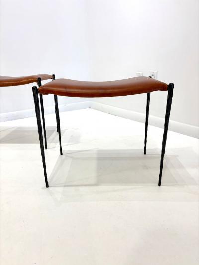 Pair of Hand Made Patinated Iron Benches