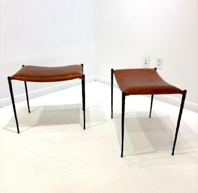 Pair of Hand Made Patinated Iron Benches