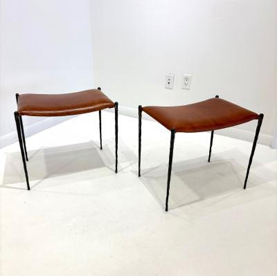 Pair of Hand Made Patinated Iron Benches