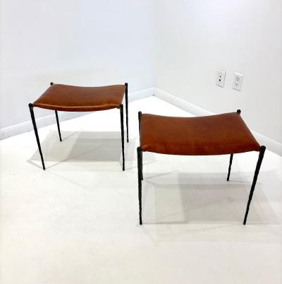 Pair of Hand Made Patinated Iron Benches