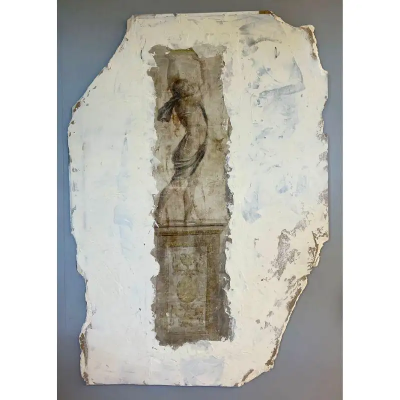 Pair of Hand Painted Architectural Roman Wall Fragments Italian Venetian Style
