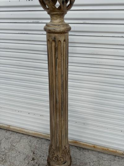 Pair of Hand Painted Italian Candlestick Torchieres with Cane Bases