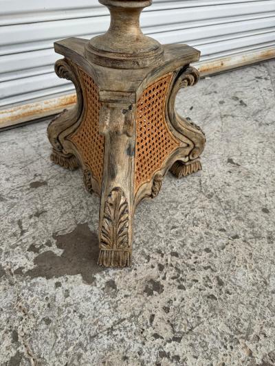 Pair of Hand Painted Italian Candlestick Torchieres with Cane Bases