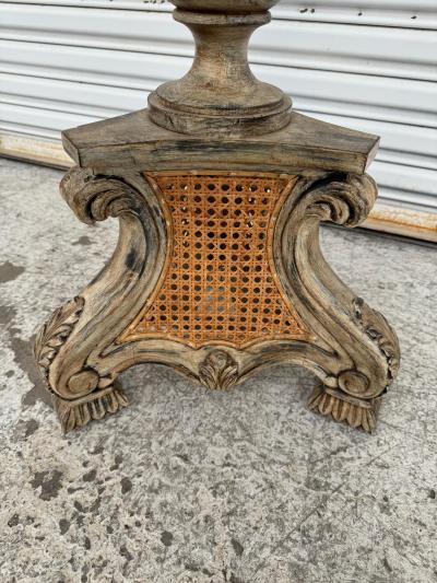 Pair of Hand Painted Italian Candlestick Torchieres with Cane Bases