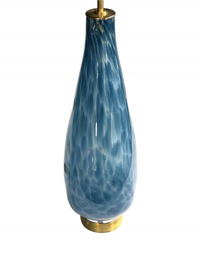 Pair of Hand blown Mottled Blue Art Glass Teardrop form Lamps