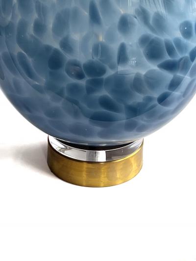 Pair of Hand blown Mottled Blue Art Glass Teardrop form Lamps