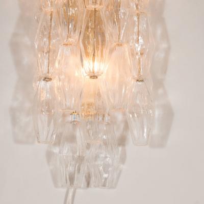 Pair of Handblown Murano Glass Polyhedral Sconces with Brass Fittings