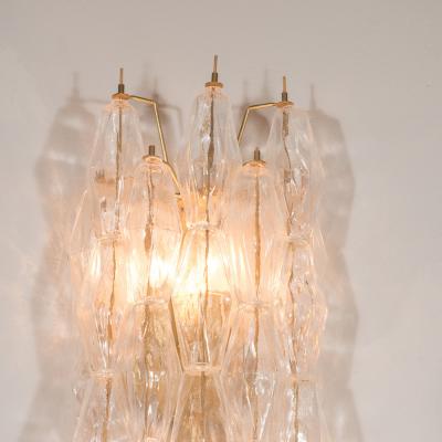 Pair of Handblown Murano Glass Polyhedral Sconces with Brass Fittings