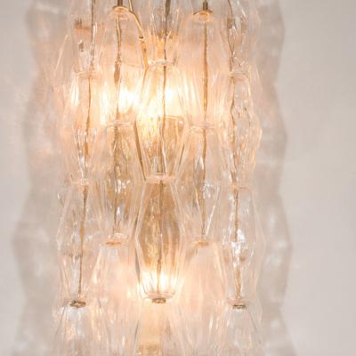 Pair of Handblown Murano Glass Polyhedral Sconces with Brass Fittings