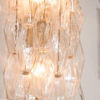 Pair of Handblown Murano Glass Polyhedral Sconces with Brass Fittings