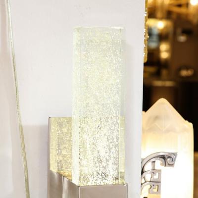 Pair of Handblown Murano Glass Sconces in Nickel w 24 karat Gold Flecks