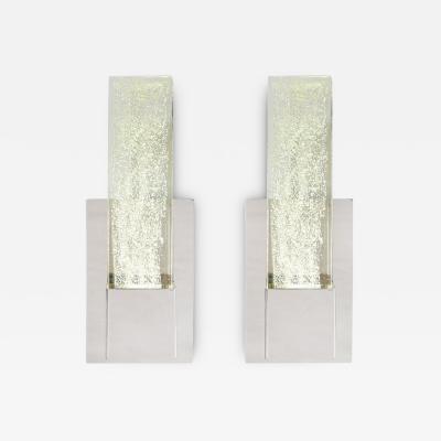 Pair of Handblown Murano Glass Sconces in Nickel w 24 karat Gold Flecks