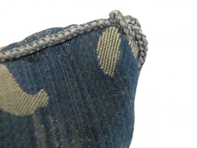 Pair of Handmade Blue Damask Pillows with a Floral Pattern