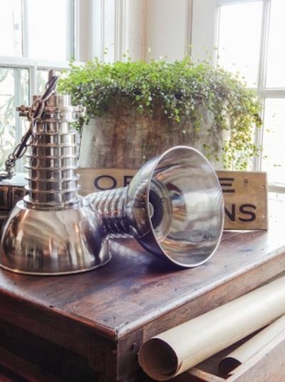 Pair of Hanging Industrial Fixtures