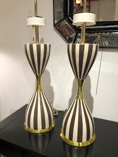 Pair of Harlequin Table Lamps by Gerald Thurston