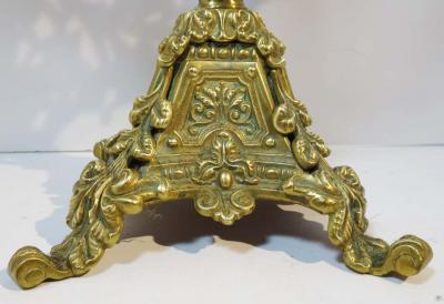 Pair of Heavy Brass Belle poque Three Light Candelabra Circa 1890