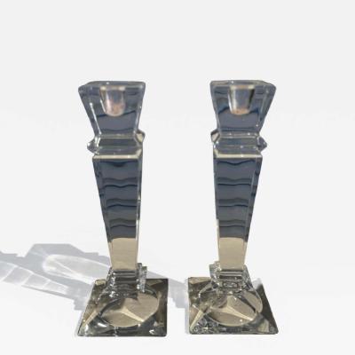 Pair of Heavy Crystal Candleholders