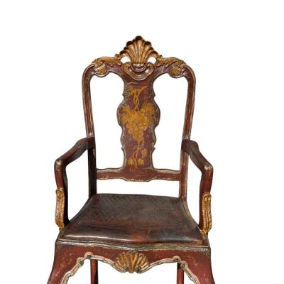 Pair of Hendrix Allardyce Venetian Bar Stools Painted Finish Leather Seats