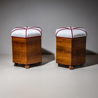 Pair of Hexagonal Art Deco Stools 1st Half 20th Century