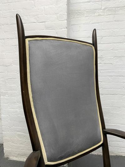 Pair of High Back Armchairs in Suede Upholstery