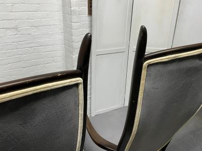 Pair of High Back Armchairs in Suede Upholstery