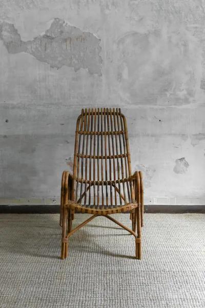 Pair of High back bamboo armchairs 1960s