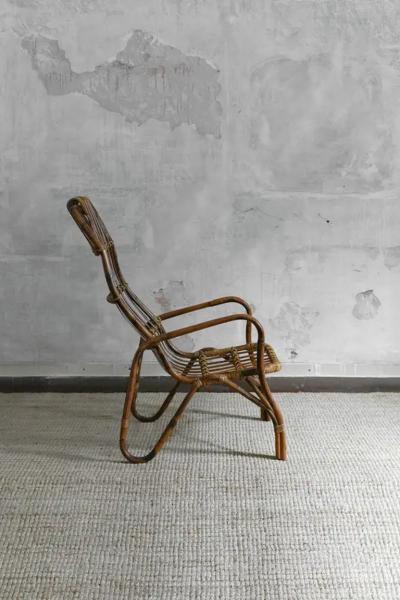 Pair of High back bamboo armchairs 1960s