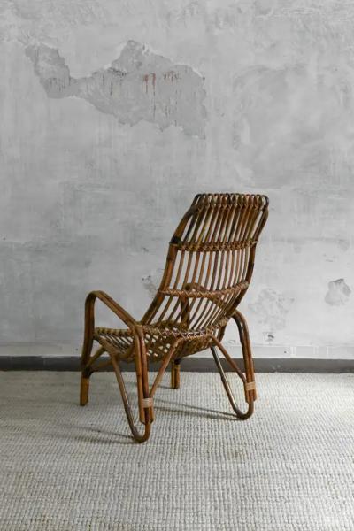 Pair of High back bamboo armchairs 1960s
