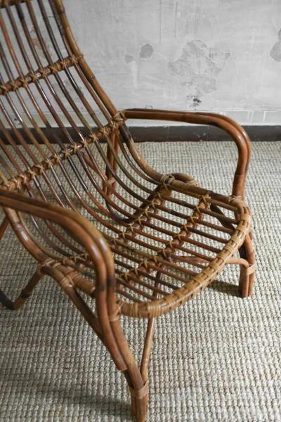 Pair of High back bamboo armchairs 1960s
